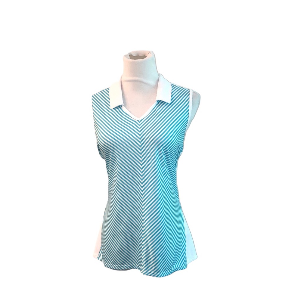 Adidas Blue & White Stripe Climachill Golf Tank Top Size L